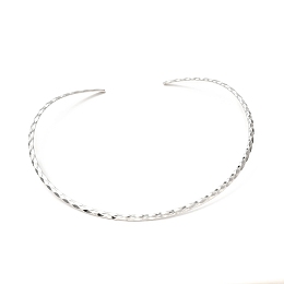 Honeyhandy 304 Stainless Steel Rhombus Textured Wire Necklace Making, Rigid Necklaces, Minimalist Choker, Cuff Collar, Stainless Steel Color, 0.14 inch(0.35cm), Inner Diameter: 5-3/8 inch(13.7cm)