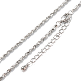 Honeyhandy Brass Rope Chain Necklaces, Long-Lasting Plated, Real Platinum Plated, 15.94 inch(40.5cm)