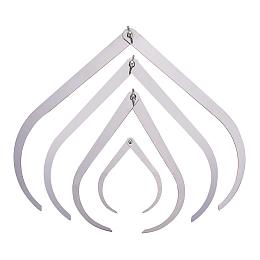 PandaHall Elite Set of 4, Platinum Bent-Leg Stainless Steel Caliper Ceramic Pottery Measuring Tools for Carving, Shaping, Clay Sculpture, Modeling (12" 10" 8" 4")