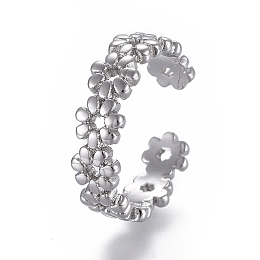 Honeyhandy Adjustable Brass Toe Rings, Open Cuff Rings, Open Rings, Flower, Platinum, Size 4, Inner Diameter: 14.5mm