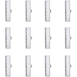 Pandahall Elite 100pcs Stainless Steel Ribbon Ends Clamps Crimp End Cord Ends Clasp Bookmark Pinch for Earring Cord Crafts Jewelry Making 5.5x25x7mm