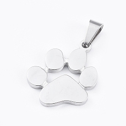 Honeyhandy 304 Stainless Steel Pendants, Dog Paw Prints, Stainless Steel Color, 22.7x19x1.7mm, Hole: 2.7~3.6x7.5mm