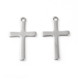 Honeyhandy 201 Stainless Steel Pendants, Cross, Stainless Steel Color, 20.5x12.5x0.8mm, Hole: 1.4mm