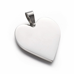 Honeyhandy 304 Stainless Steel Pendants, Heart, Stainless Steel Color, 25x23.5x1.4mm, Hole: 4x7mm