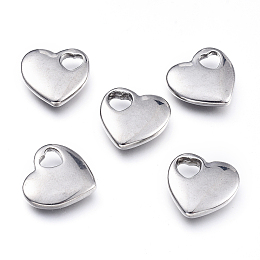 Honeyhandy 304 Stainless Steel Pendants, Heart, Stainless Steel Color, 14.5x15.5x3.5mm, Hole: 4.5x4.5mm