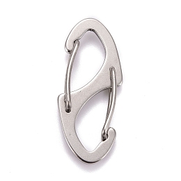 Honeyhandy 202 Stainless Steel S Shaped Carabiner, Keychain Clasps, Stainless Steel Color, 40.5x18x7mm