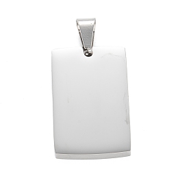 Honeyhandy 304 Stainless Steel Pendants, Stamping Blank Tag, Manual Polishing, Rectangle, Stainless Steel Color, 30x19x3mm, Hole: 4.5x8mm