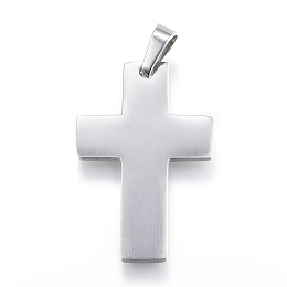 Honeyhandy 304 Stainless Steel Pendants, Latin Cross, Stainless Steel Color, 35x23x2mm, Hole: 4x8mm