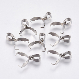 Honeyhandy 201 Stainless Steel Pinch Bails, Stainless Steel Color, 15.5mm, Hole: 3.5x4.5mm, Pin: 0.6mm, Bail: 11x3mm