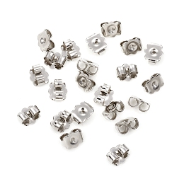 Honeyhandy 304 Stainless Steel Ear Nuts, Earring Backs, Flower, Stainless Steel Color, 6x5.5x3mm, Hole: 0.8mm
