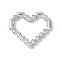 Honeyhandy 304 Stainless Steel Linking Rings, Hollow Pixel Heart, Stainless Steel Color, 19x20.5x2.5mm, Inner Diameter: 14.5x15.5mm