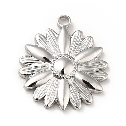 Honeyhandy 304 Stainless Steel Pendants, Flower Charms, Stainless Steel Color, 25.5x22x3mm, Hole: 2.5mm