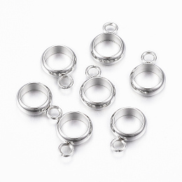 Honeyhandy 201 Stainless Steel Tube Bails, Loop Bails, Ring, Stainless Steel Color, 10x7x2.5mm, Hole: 2mm, Inner Diameter: 5mm