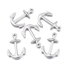 Honeyhandy 304 Stainless Steel Pendants, Anchor, Stainless Steel Color, 37.5x25x3.5mm, Hole: 3mm