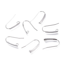 Honeyhandy 304 Stainless Steel Earring Hooks, with Horizontal Loop, Flat Ear Wire, Stainless Steel Color, 18.5x13.5x3.5mm, Hole: 1.5mm, Pin: 0.8mm