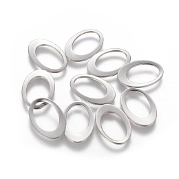 Honeyhandy 201 Stainless Steel Linking Rings, Oval, Stainless Steel Color, 17.5~18x12x1mm, Inner Diameter: 12.5x8.5mm