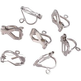 UNICRAFTALE 50pcs Stainless Steel Clip-on Earring Hypoallergenic Earrings Findings Fake Earring Findings for Non-Pierced Earring Making 12x6x9mm, Hole 1.2mm