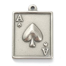 Honeyhandy 304 Stainless Steel Pendants, The Ace of Spades, Stainless Steel Color, 22x16x3mm, Hole: 1.4mm