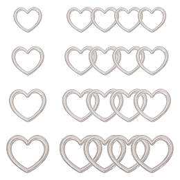 Unicraftale 304 Stainless Steel Linking Rings, Heart, Stainless Steel Color, 28.5x32x2.5mm, Inner Diameter: 17x24mm, 16pcs/box