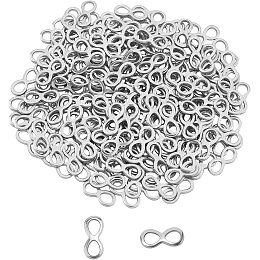 UNICRAFTALE About 200pcs 10mm Infinity Link Charm Stainless Steel Linking Charms Hollow Frames Connectors Jewelry Links for Jewelry Making Stainless Steel Color