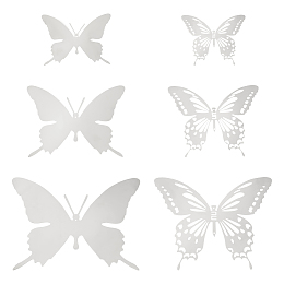 UNICRAFTALE 12pcs 2 Styles Butterfly Wall Decoration Pendants Stainless Steel Wall Stickers Decorative Stickers for Living Room Background Walls