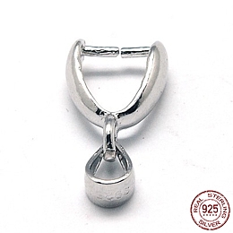 Honeyhandy Rhodium Plated 925 Sterling Silver Ice Pick & Pinch Bails, Platinum, 12x3.5mm, Hole: 3x3.5mm, Pin: 0.6mm