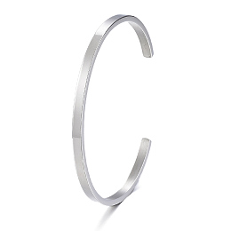 Honeyhandy 304 Stainless Steel Cuff Bangles, Minimalist Simple Open Bangles, Stainless Steel Color, Inner Diameter: 2-1/2x2 inch(6.1~6.5x5.1cm)