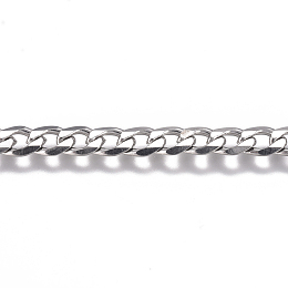 Honeyhandy 304 Stainless Steel Cuban Link Chains, Curb Chains, Unwelded, Stainless Steel Color, 5.5x4x1mm