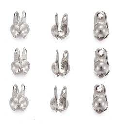 Honeyhandy 304 Stainless Steel Smooth Surface Bead Tips, Calotte Ends, Clamshell Knot Cover, Stainless Steel Color, 6x4x2.5mm, Hole: 1mm, Inner Diameter: 2mm