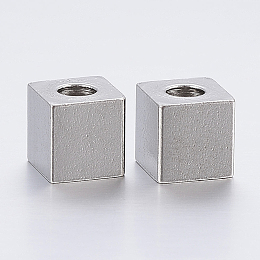 Honeyhandy 304 Stainless Steel Beads, Cube, Stainless Steel Color, 6x6x6mm, Hole: 3mm