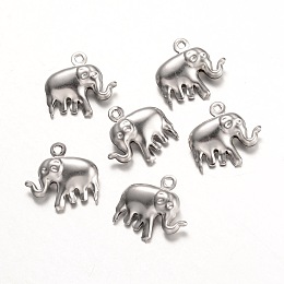 Honeyhandy 316 Surgical Stainless Steel Pendants, Elephant, Stainless Steel Color, 15x14.5x5mm, Hole: 1mm