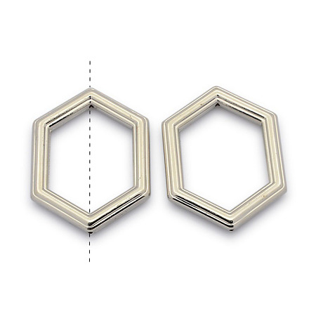 Honeyhandy CCB Plastic Bead Frames, Hexagon Ring, Platinum, 53x39x6mm, Hole: 1mm, Inner Diameter: 27x40mm