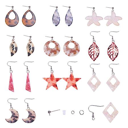 SUNNYCLUE 1 Set Acrylic Resin Statement Earring Making Kit Fashion Jewelry Making Craft Kits - DIY 10 Pairs Bohemian Acetate Dangle Drop Earrings Resin Stud Earrings for Women Girls