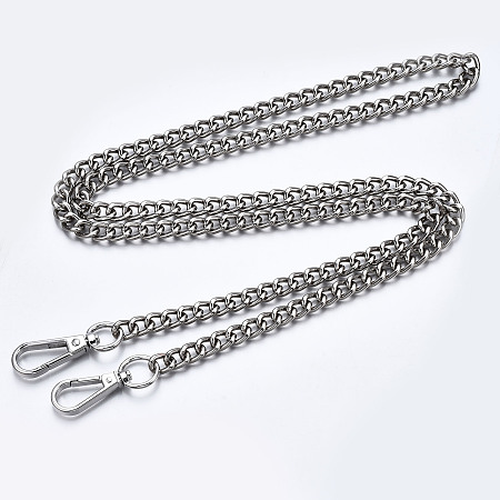 Honeyhandy Bag Chains Straps, Iron Curb Link Chains, with Alloy Swivel Clasps, for Bag Replacement Accessories, Platinum, 1200x9mm