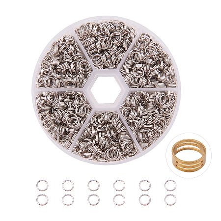 PandaHall Elite Platinum Iron Split Rings Diameter 6mm Double Loop Jump Rings for Jewelry Making, about 700pcs/box