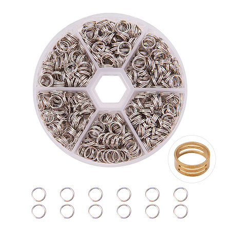 PandaHall Elite Platinum Iron Split Rings Diameter 7mm Double Loop Jump Rings for Jewelry Making, about 800pcs/box