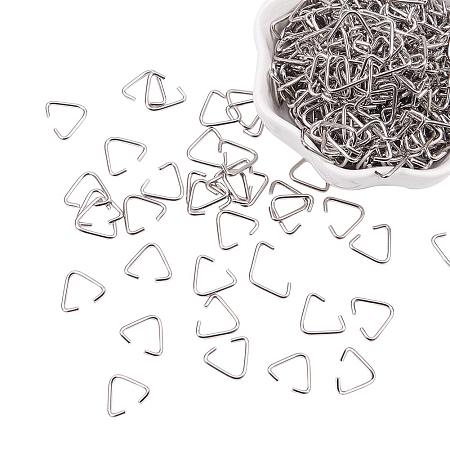 PandaHall Elite 400 Pieces Triangle Open Jump Rings Iron Pinch Clip Bail Hang Drops 18 Gauge for Jewelry Findings Platinum, 13x11mm