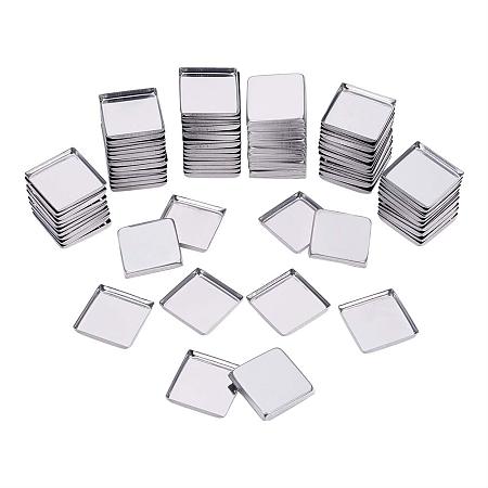 PandaHall Elite 100 Pack Empty Square Metal Makeup Palette Pans for Eyeshadow Blush Lipstick Organizer for Magnets Cosmetic Palettes Size 26 mm