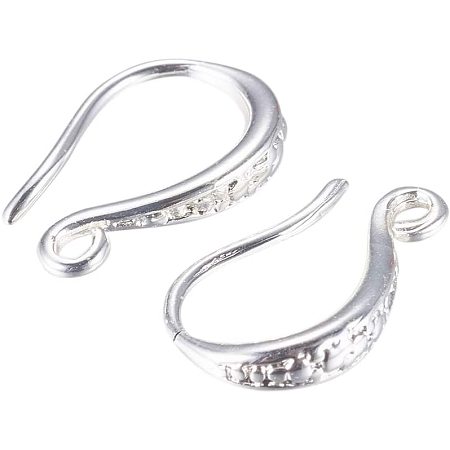 Pandahall Elite 50 Pieces Brass Earring Hooks Ear Wire, Earring Back Posts with Open Loop for Earring Finding, Platinum