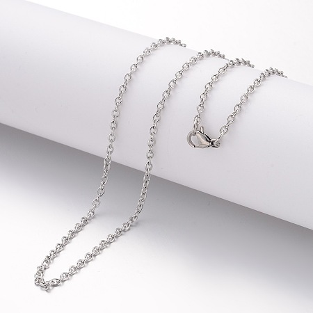 304 Stainless Steel Necklace Making, Cable Chains, with Lobster Clasps, Stainless Steel Color, 23.6 inches(600mm); 2.3mm