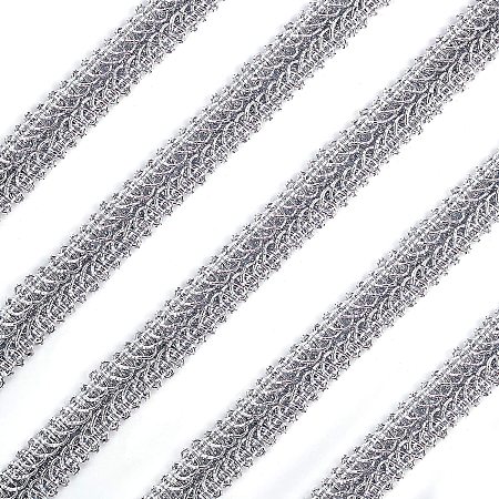 FINGERINSPIRE 15Yards Metallic Braid Lace Trim Silver Centipede Lace Ribbon Decorated Gimp Trim 5/8