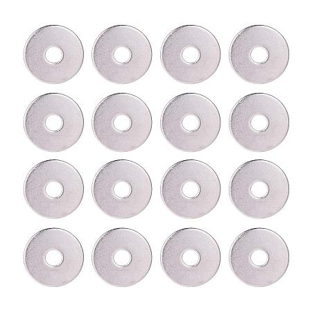 PandaHall Elite 50 pcs 25mm 304 Stainless Steel Stamping Blank, Flat Round Washer with 6.5mm Center Hole for Bracelet Jewelry Making, Stainless Steel Color