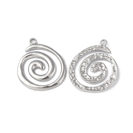 Honeyhandy 304 Stainless Steel Pendants, Vortex Charm, Stainless Steel Color, 23x19.5x2mm, Hole: 1.8mm