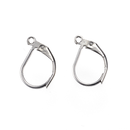 Honeyhandy 304 Stainless Steel Leverback Earring Findings, with Loop, Stainless Steel Color, 15x10x2mm, Hole: 1.2mm, Pin: 1x0.8mm