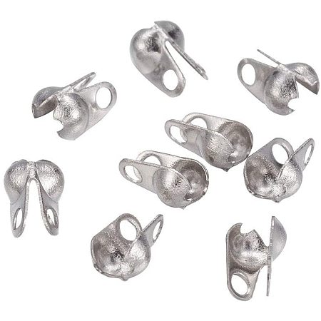 UNICRAFTALE 1000pcs Original Color 304 Stainless Steel Bead Tips Knot Covers 1mm Hole Clamshell Calotte End Cap Endcaps for Jewelry Making DIY Findings Crafts 4.5x2mm