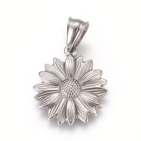 Honeyhandy 304 Stainless Steel Pendants, Flower, Stainless Steel Color, 25.5x22x3mm, Hole: 5x7.5mm