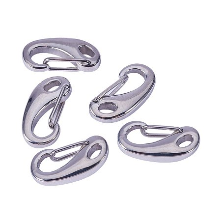 NBEADS Curved Lobster Clasps - 5Pcs 304 Stainless Steel Lobster Claw Clasps Jewelry Findings - 15 x 7.5mm