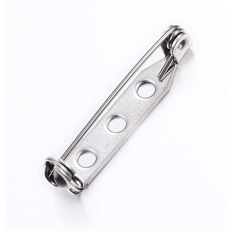 UNICRAFTALE 50pcs Stainless Steel Brooch Findings with Hole Silver Tones Back Bar Pins Metal Brooch Base Settings for Jewelry Making 26.5mm Long, Pin 0.5mm