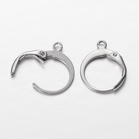Honeyhandy 304 Stainless Steel Leverback Earring Findings, with Loop, Stainless Steel Color, 14.5x12x2mm, Hole: 1mm