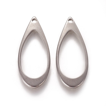 Honeyhandy 304 Stainless Steel Pendants, Teardrop, Stainless Steel Color, 31.5x13x2mm, Hole: 1.5mm